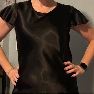 Nicole Miller Black Satin Blouse
